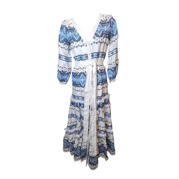 alexis blue and white embroidered dress Alexis Dress / Blue Wave Blue Wave / XS